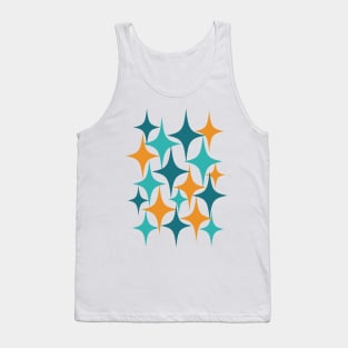 Mid Century Atomic Starburst Teal, Aqua, Orange Tank Top